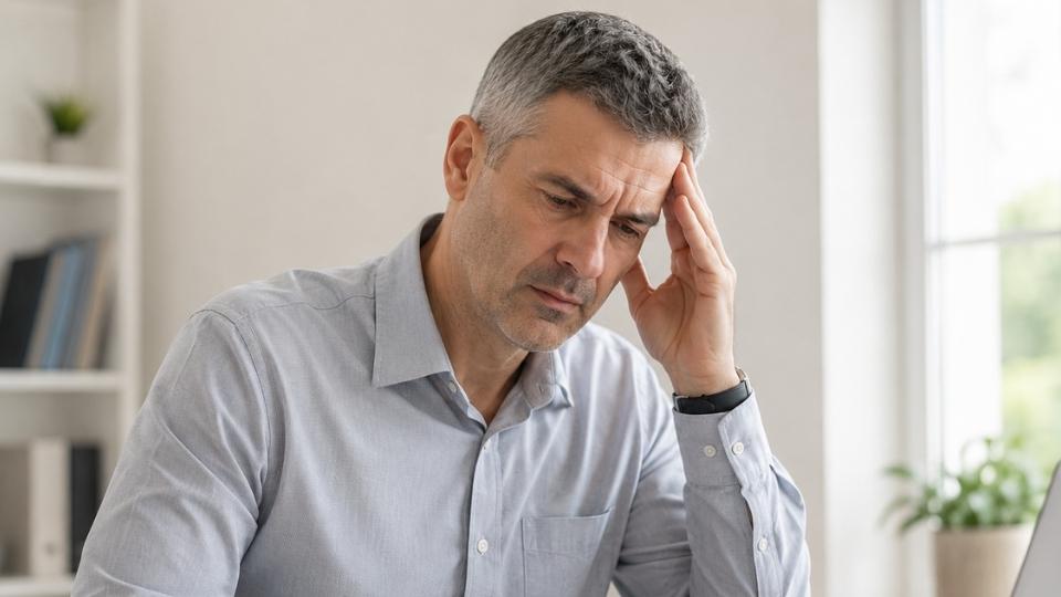 Day 5 no alcohol hero image of a man with a headache.