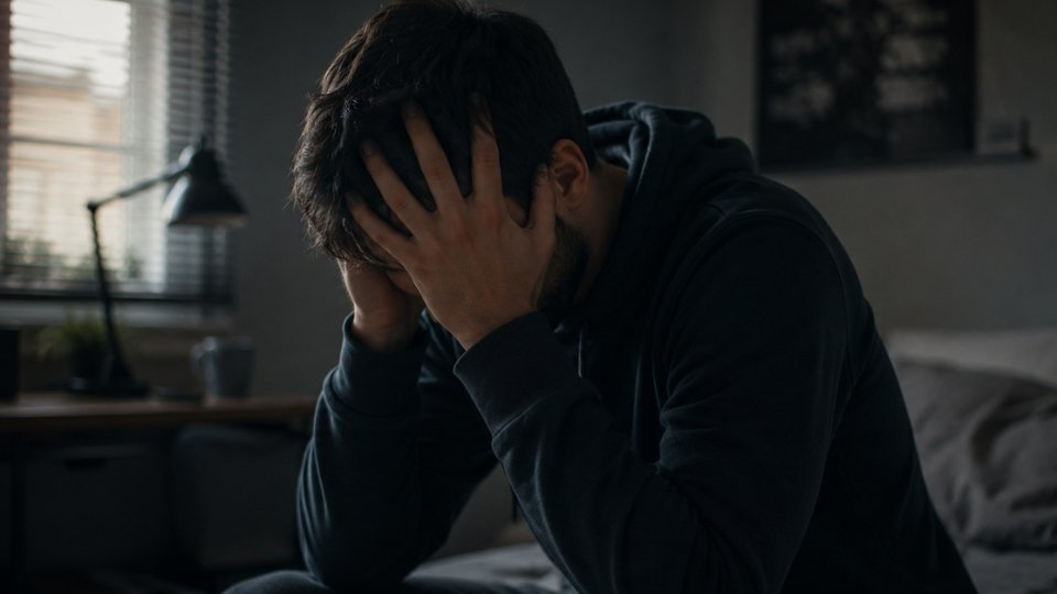 Signs of a Drinking Problem hero image of a man sitting with his addiction.
