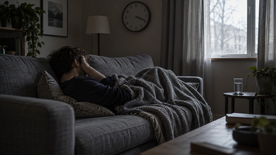 Exhausted man resting on a couch, illustrating how long does meth stay in your system versus withdrawal.
