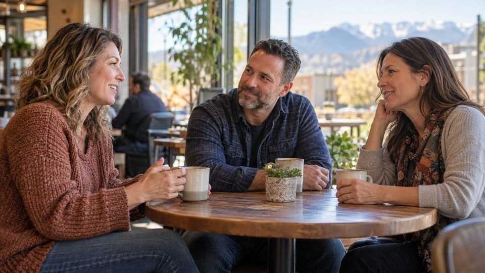Friends meeting for coffee, building a sober social life through the 90 days sober feeling worse stretch.