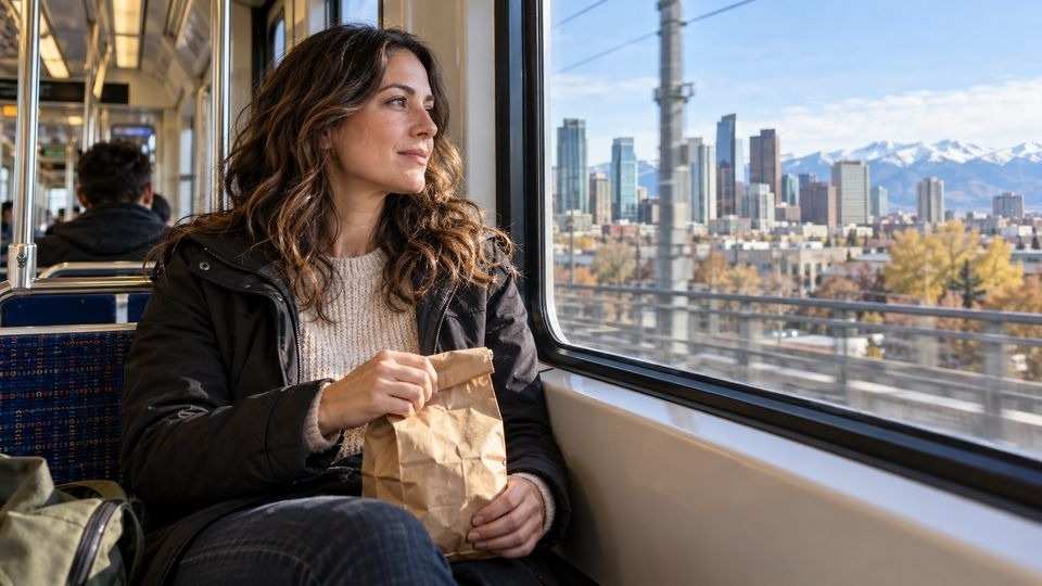 Woman riding the train to day treatment after deciding not to leave treatment early.